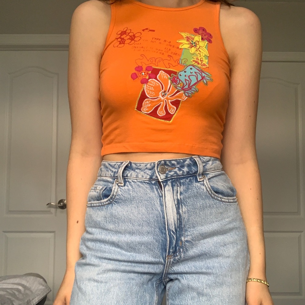 Hawaii inspired hibiscus print mini tank top
